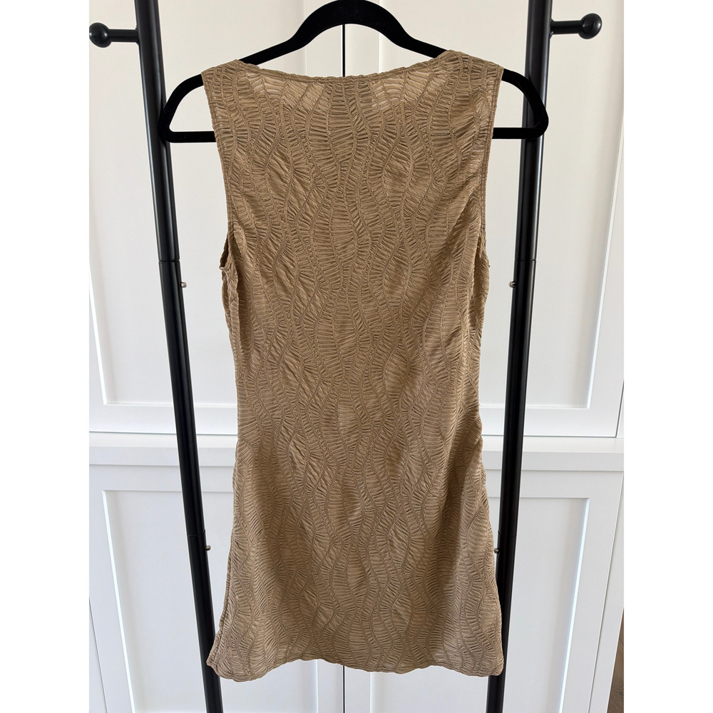 Reformation Nataly Textured Mini Dress in Tan - Picture 4 of 4